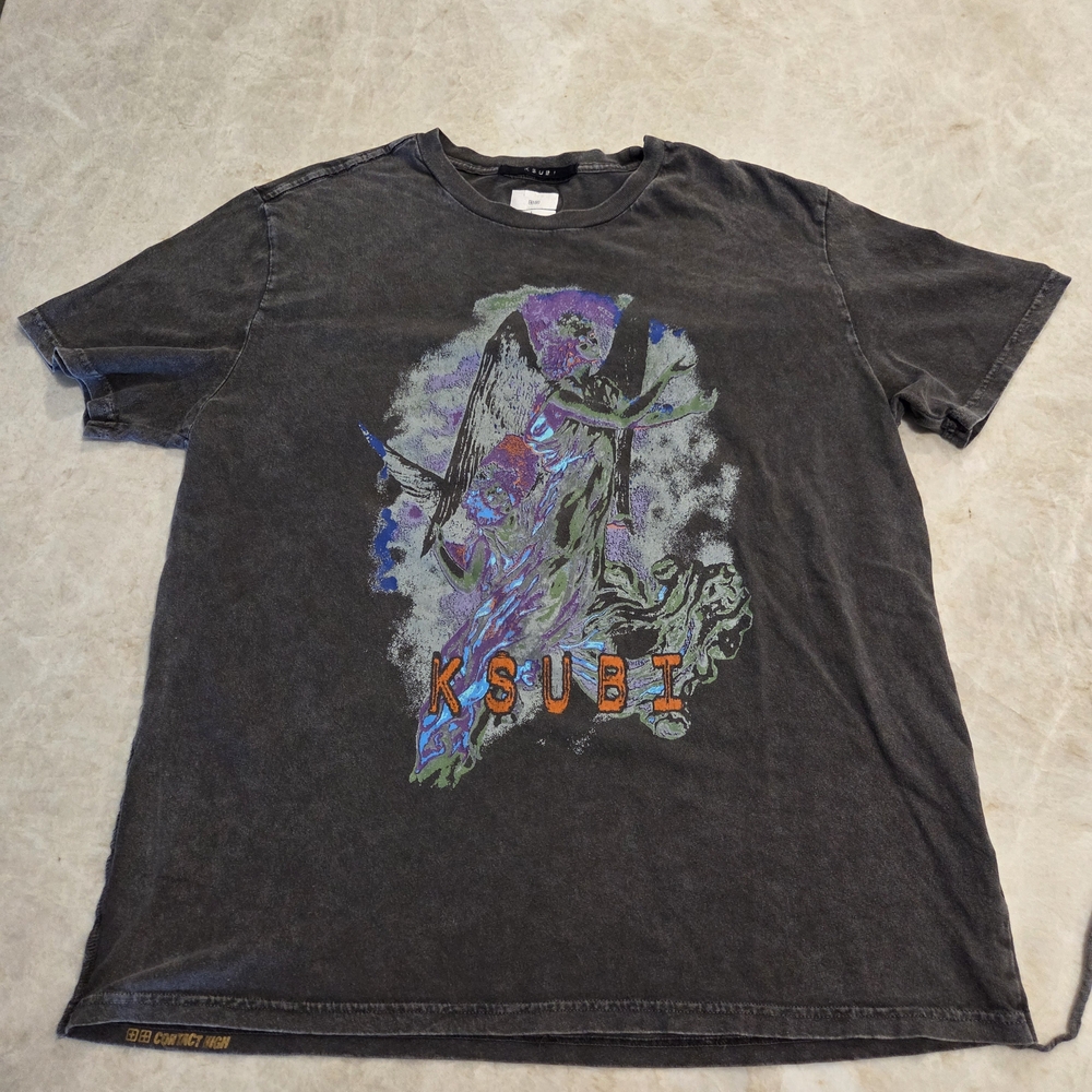 Ksubi Men's Black Graphic Tee with Multicolor Print